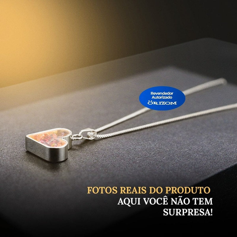 Colar prata + caixa + relogio feminino prova dagua aço inox