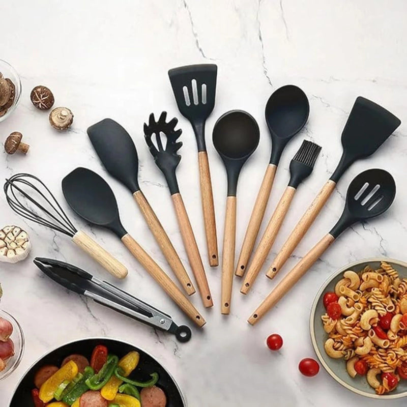 Kit 12 Peças Jogo de Cozinha Colheres de Silicone