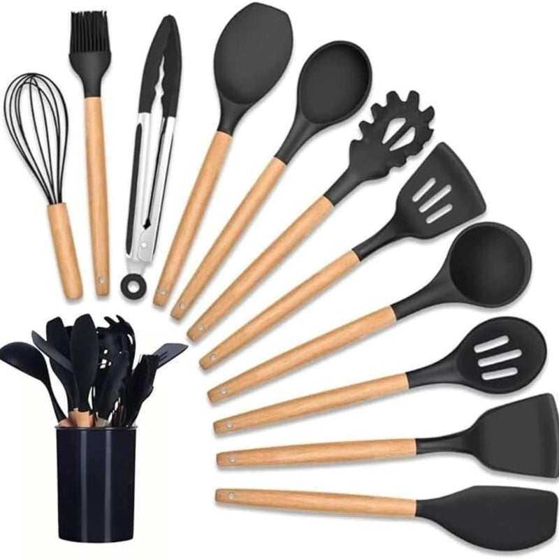 Kit 12 Peças Jogo de Cozinha Colheres de Silicone