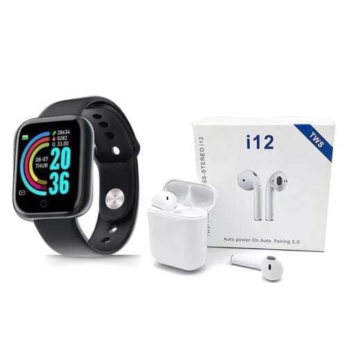 Kit Smartwatch D20S 2024 + Fone Bluetooth i12 TWS