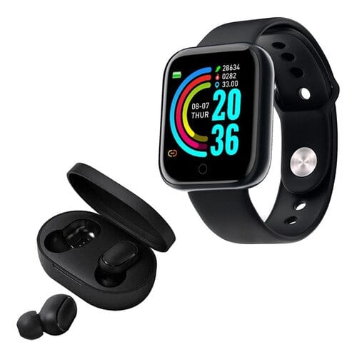 Kit Smartwatch D20S + Fone de Ouvido Bluetooth Sem Fio