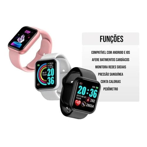 Kit Smartwatch D20S + Fone de Ouvido Bluetooth Sem Fio