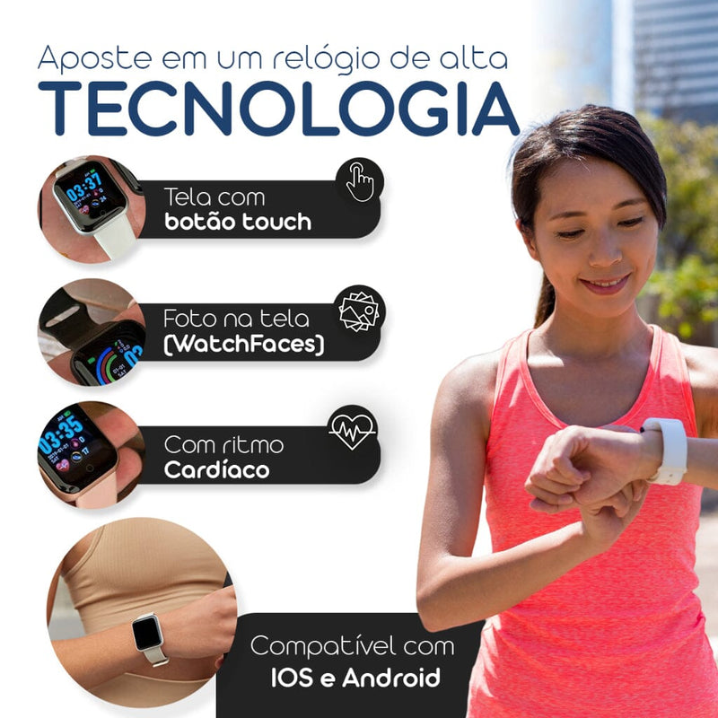 Kit Smartwatch D20S + Fone de Ouvido Bluetooth Sem Fio