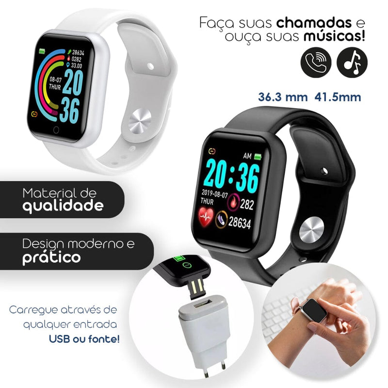 Kit Smartwatch D20S + Fone de Ouvido Bluetooth Sem Fio