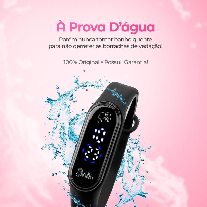 Led relogio digital silicone prova dagua barbie infantil