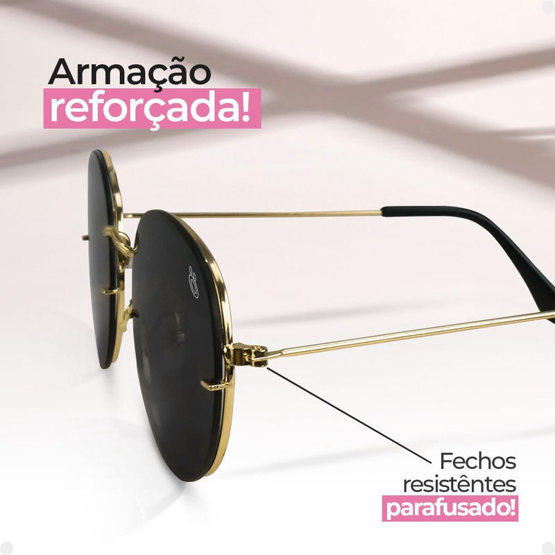 oculos casual preto aço inoxidavel praia feminino + case