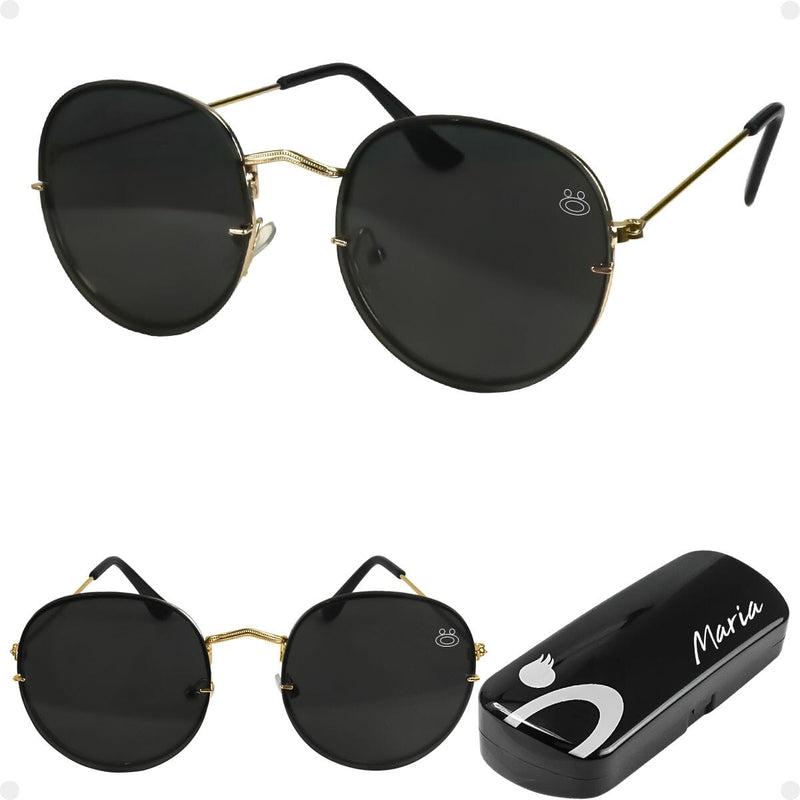 oculos casual preto aço inoxidavel praia feminino + case