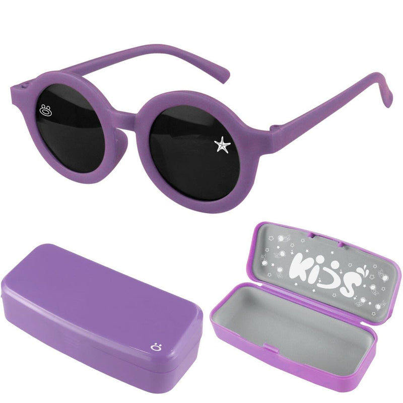 Oculos de sol criança retro proteção uv + case casual verão