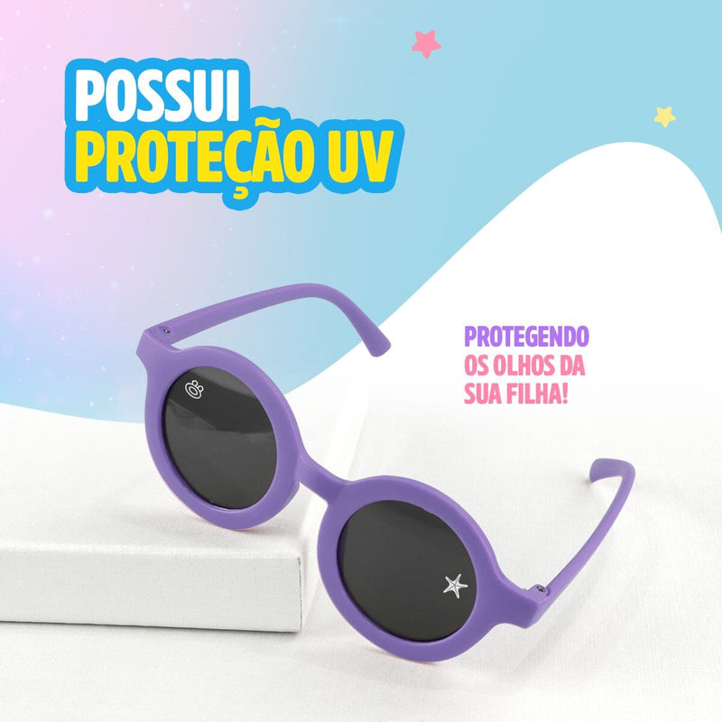 Oculos de sol criança retro proteção uv + case casual verão