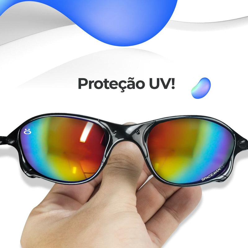 oculos masculino proteção uv lupa praia verão + case