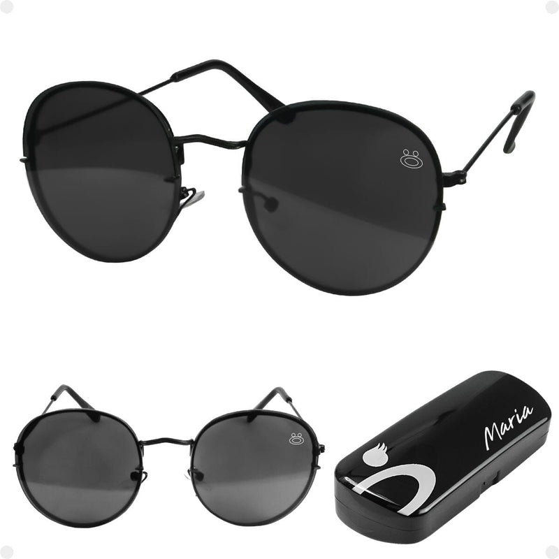 oculos sol feminino aço inoxidavel preto casual praia + case