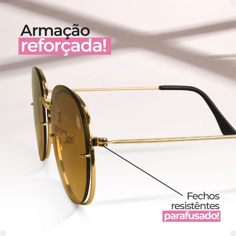 Oculos sol feminino casual preto aço inoxidavel praia + case