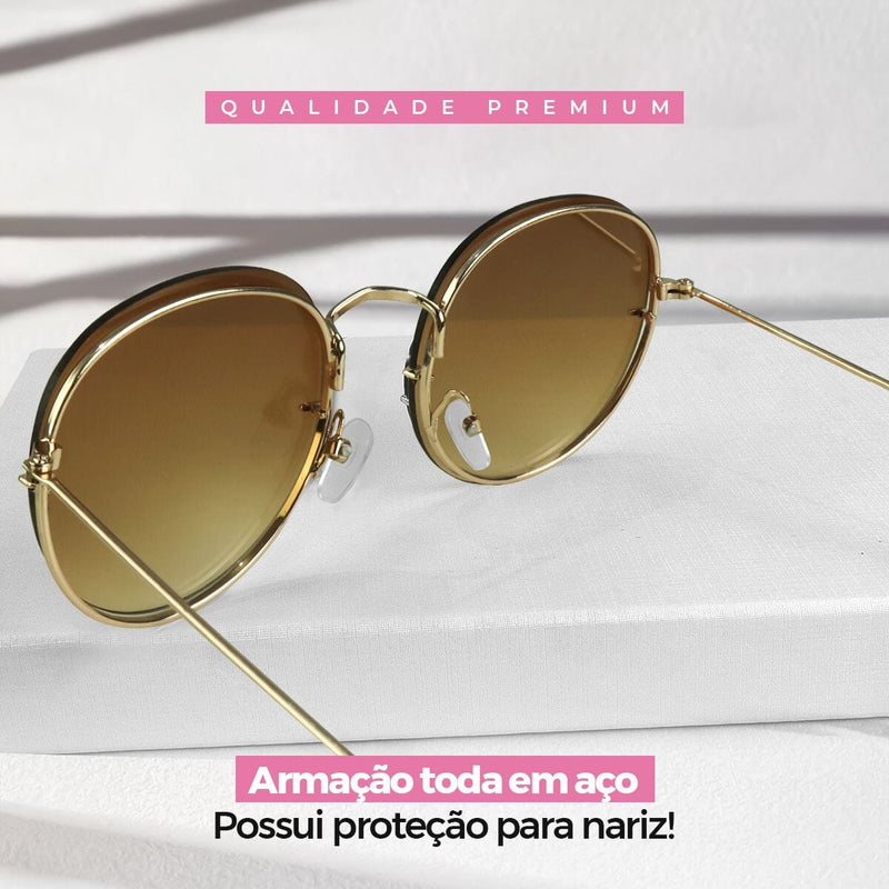 Oculos sol feminino casual preto aço inoxidavel praia + case