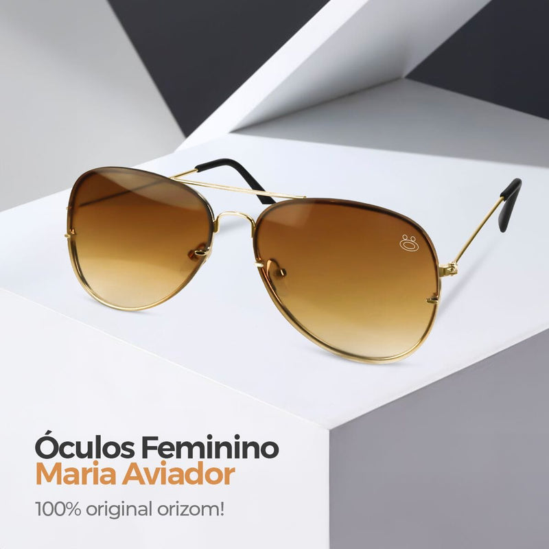 oculos sol feminino marrom aço inoxidavel aviador + case