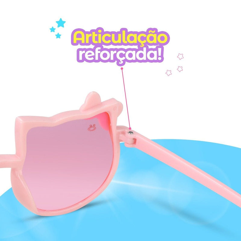 oculos sol infantil gatinho rosa protecao uv vintade + case qualidade premium menina presente