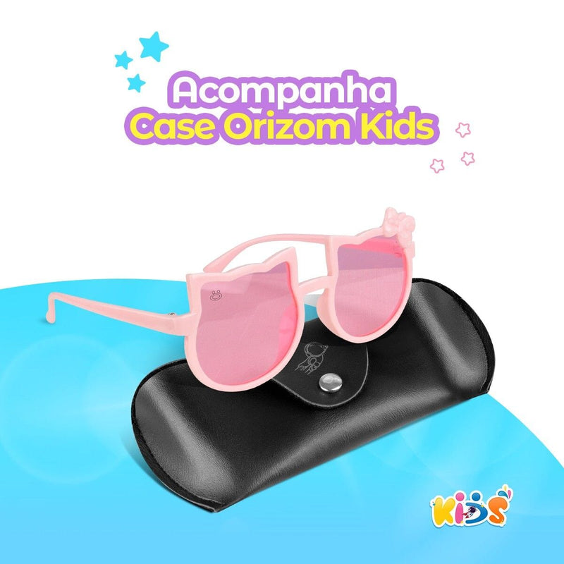 oculos sol infantil gatinho rosa protecao uv vintade + case qualidade premium menina presente