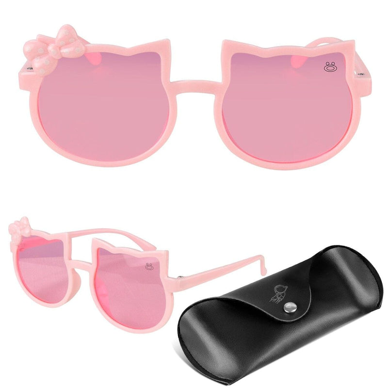 oculos sol infantil gatinho rosa protecao uv vintade + case qualidade premium menina presente