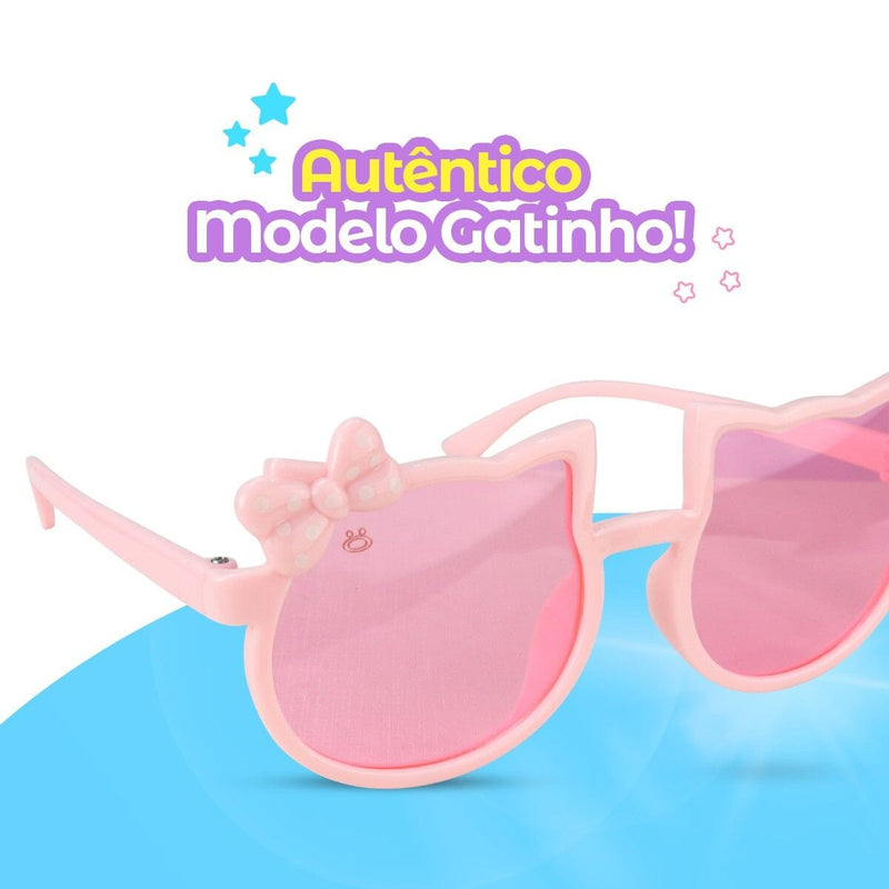 oculos sol infantil gatinho rosa protecao uv vintade + case qualidade premium menina presente