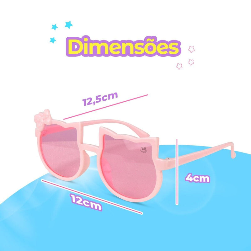 oculos sol infantil gatinho rosa protecao uv vintade + case qualidade premium menina presente