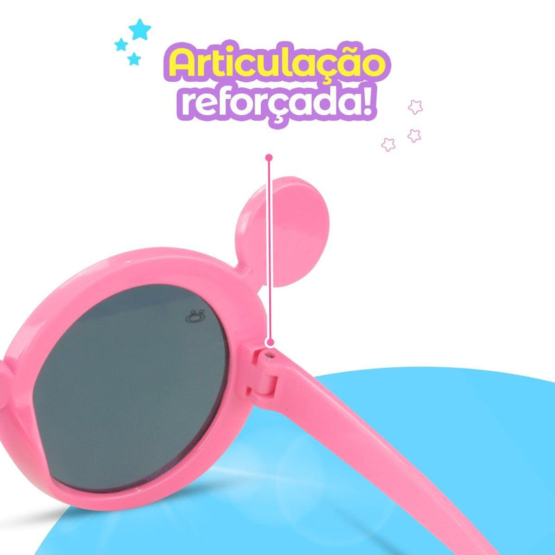 oculos sol menina rosa minnie protecao uv + case presente