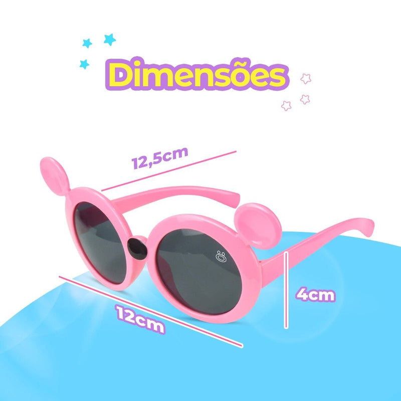 oculos sol menina rosa minnie protecao uv + case presente