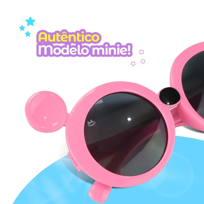 oculos sol menina rosa minnie protecao uv + case presente