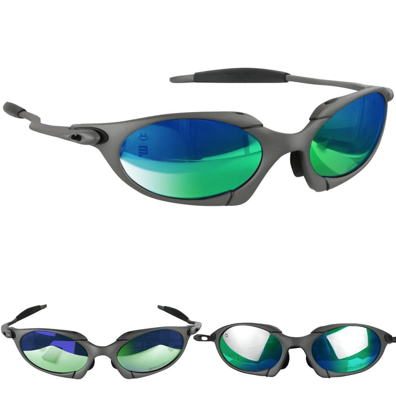 oculos sol metal proteção uv cinza masculino lupa + case