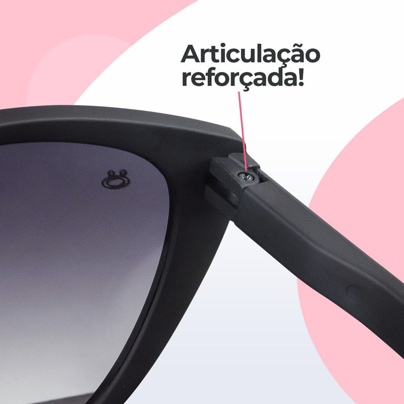 oculos sol preto gatinho feminino proteção uv + case