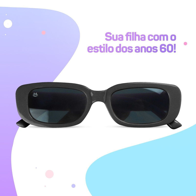 Oculos sol retro infantil rosa protecao uv + case presente