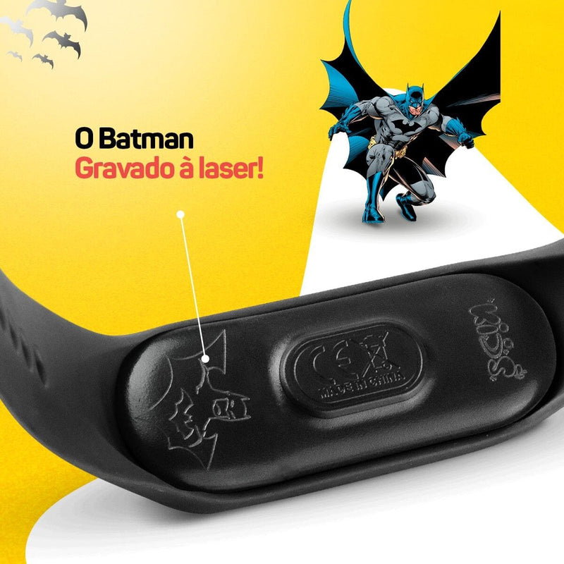 Prova dagua preto relogio digital LED infantil + copo batman