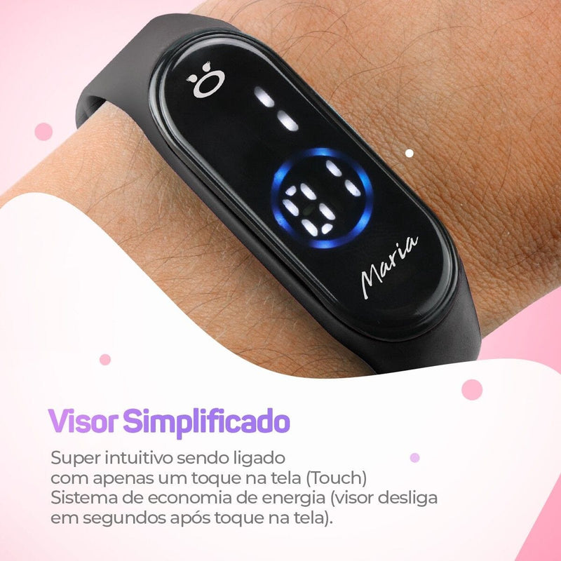 pulseira + colar + relogio feminino dourado aço original led