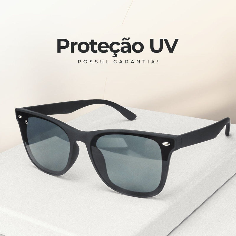 Relogio aço silicone masculino + oculos protecao uv sol