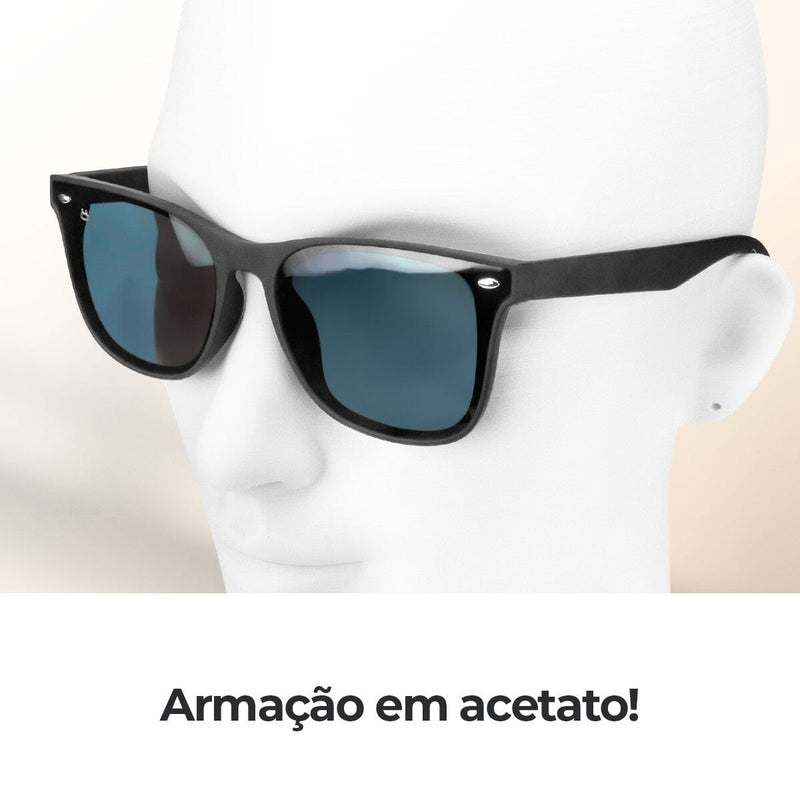 Relogio aço silicone masculino + oculos protecao uv sol