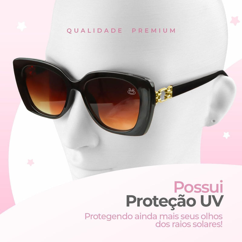 Relogio banhado feminino + oculos sol proteção uv presente