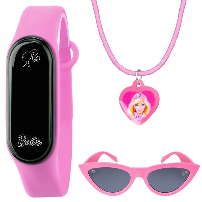 Relogio digital barbie infantil + oculos proteção uv + colar