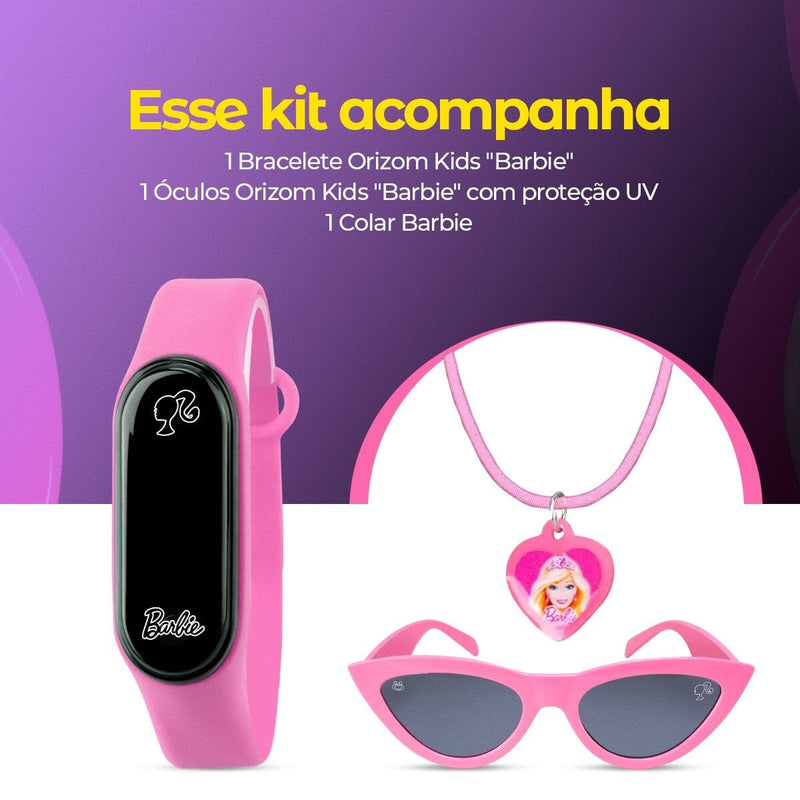 Relogio digital barbie infantil + oculos proteção uv + colar