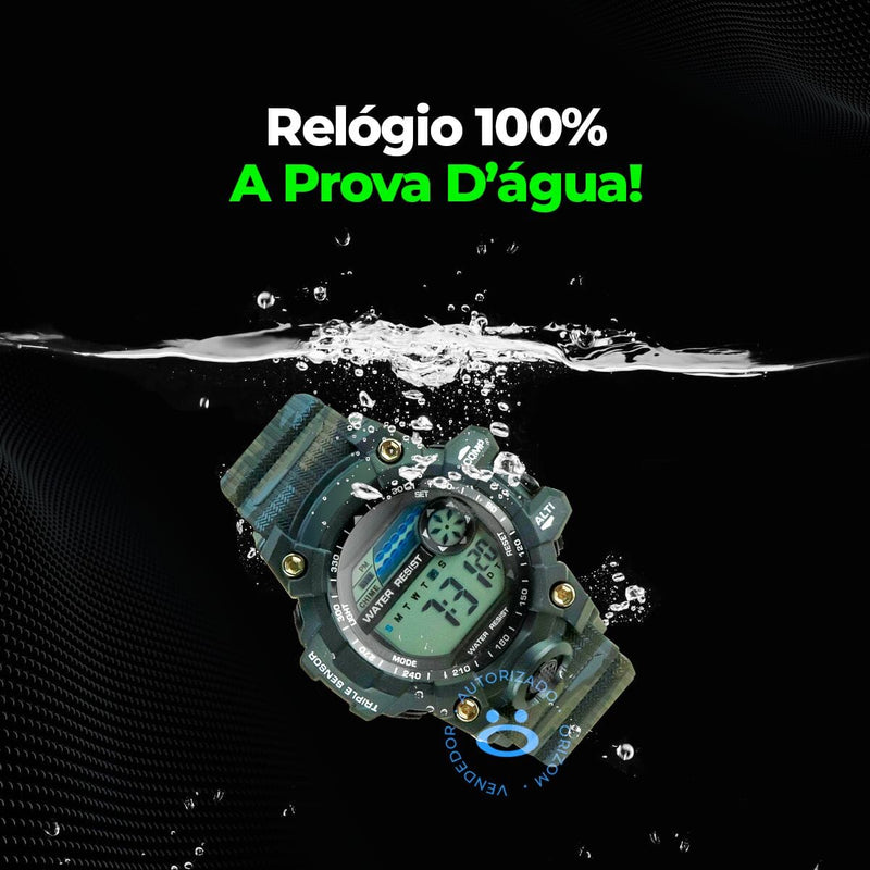 Relogio digital camuflado infantil silicone prova dagua data