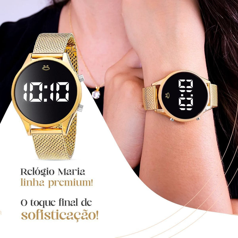 relogio digital feminino led silicone + pulseiras original