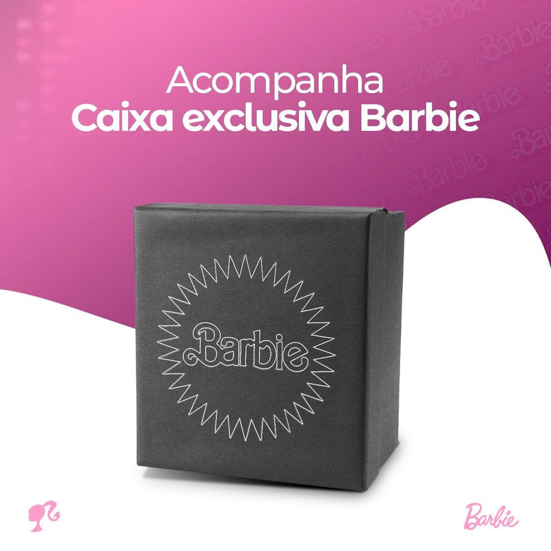 relogio digital infantil barbie rosa + caixa + oculos sol