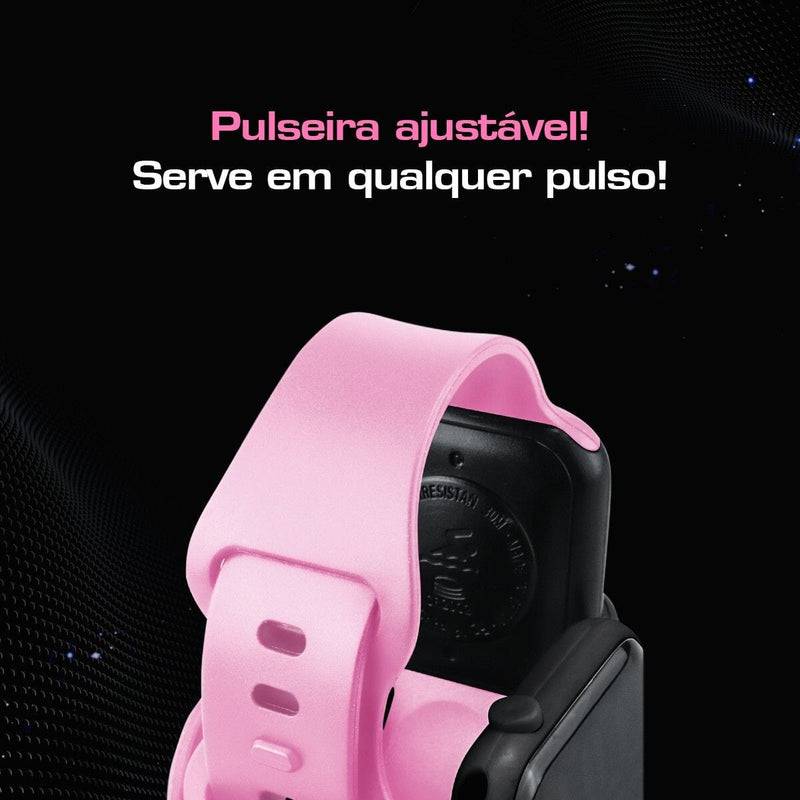 Relógio digital infantil barbie rosa silicone prova d'agua