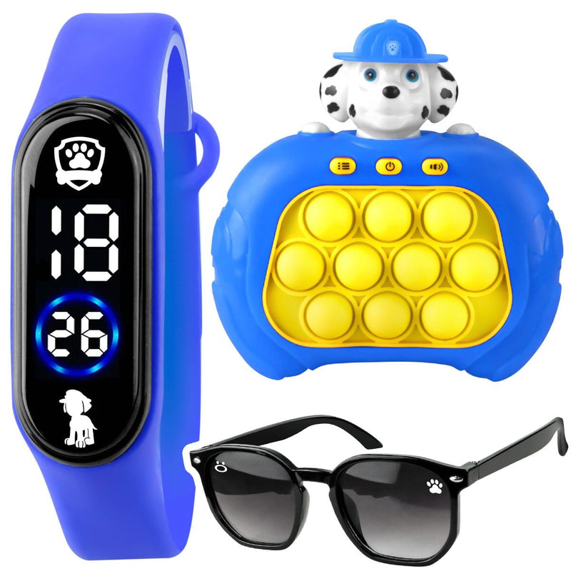 Relogio digital infantil + oculos sol silicone anti-stress