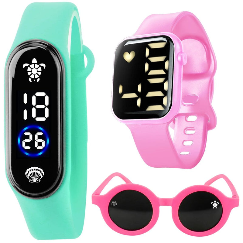 Relógio digital infantil prova dagua + bracelete resistente