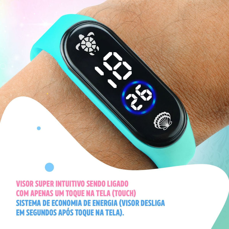 Relógio digital infantil prova dagua + bracelete resistente