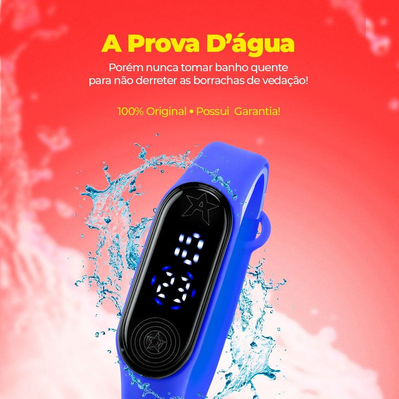 Relogio digital led prova dagua + copo capitao america