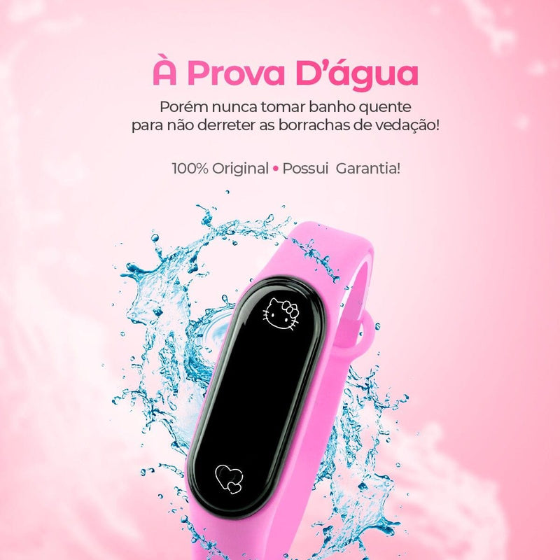 Relogio digital led rosa infantil + pulseira original