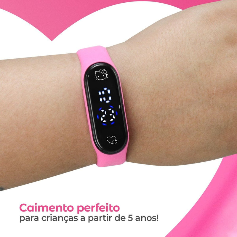 Relogio digital led rosa infantil + pulseira original