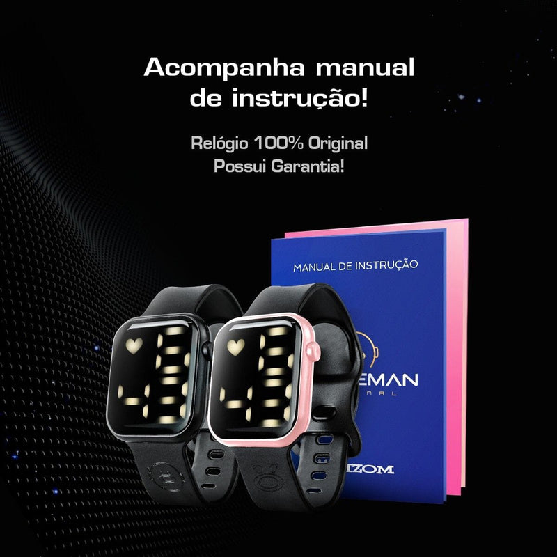 Relogio digital masculino feminino + 2 unid prova dagua led