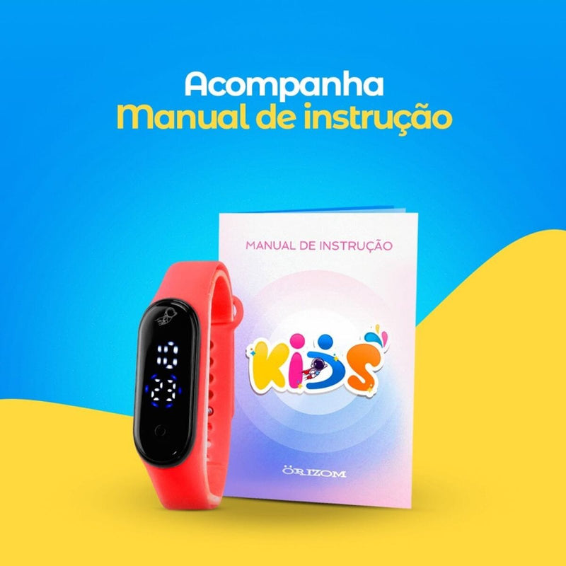 Relogio digital prova dagua infantil + bracelete ajustavel