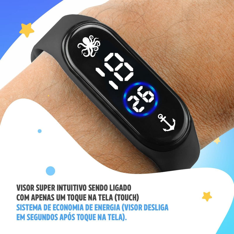 Relógio digital prova dagua infantil + oculos proteção uv