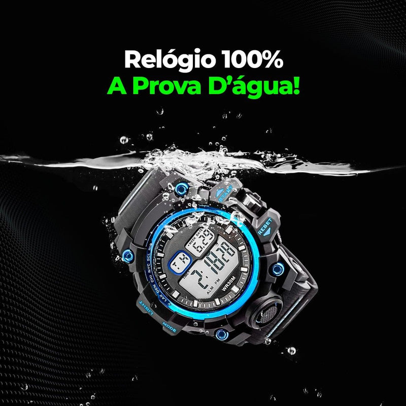 Relogio digital prova dagua + oculos sol proteção uv